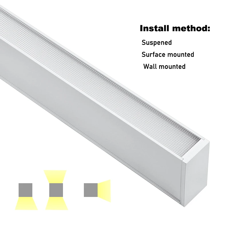 Office Use  UGR<19 LED Linear Light Aluminum and PMMA PC Lamp Body IP20 IP44 CE and ROHS Certified