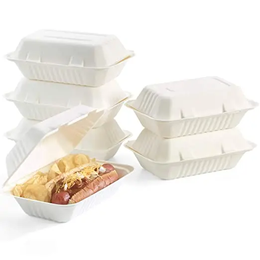 LOKYO fast food hotdog eco friendly compostable disposable to go lunch boxes take out food containers