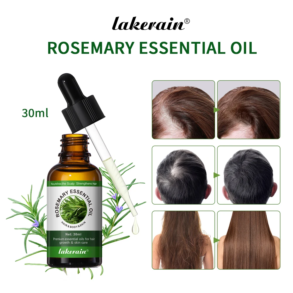 lakerain Multi-function Natural Essential Oil Body Skin Hair Care Slap Nourish Eyelash Hair Growth Rosemary Oil