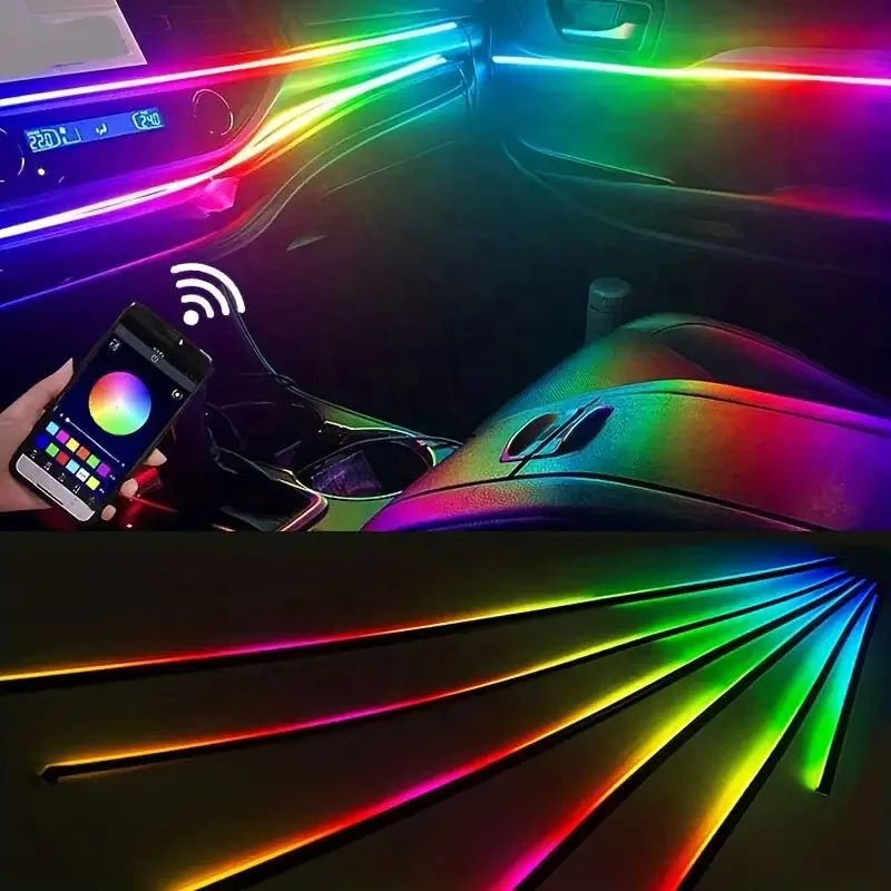 RGB Symphony 3 zone 18 in 1 ambient light Car Atmosphere Interior LED Acrylic Guide Symphony Ambient Light