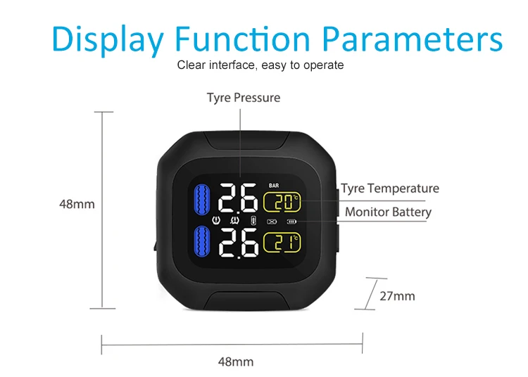 Tpms For Motorcycle With 2 External Sensors Tyre Pressure Monitoring System