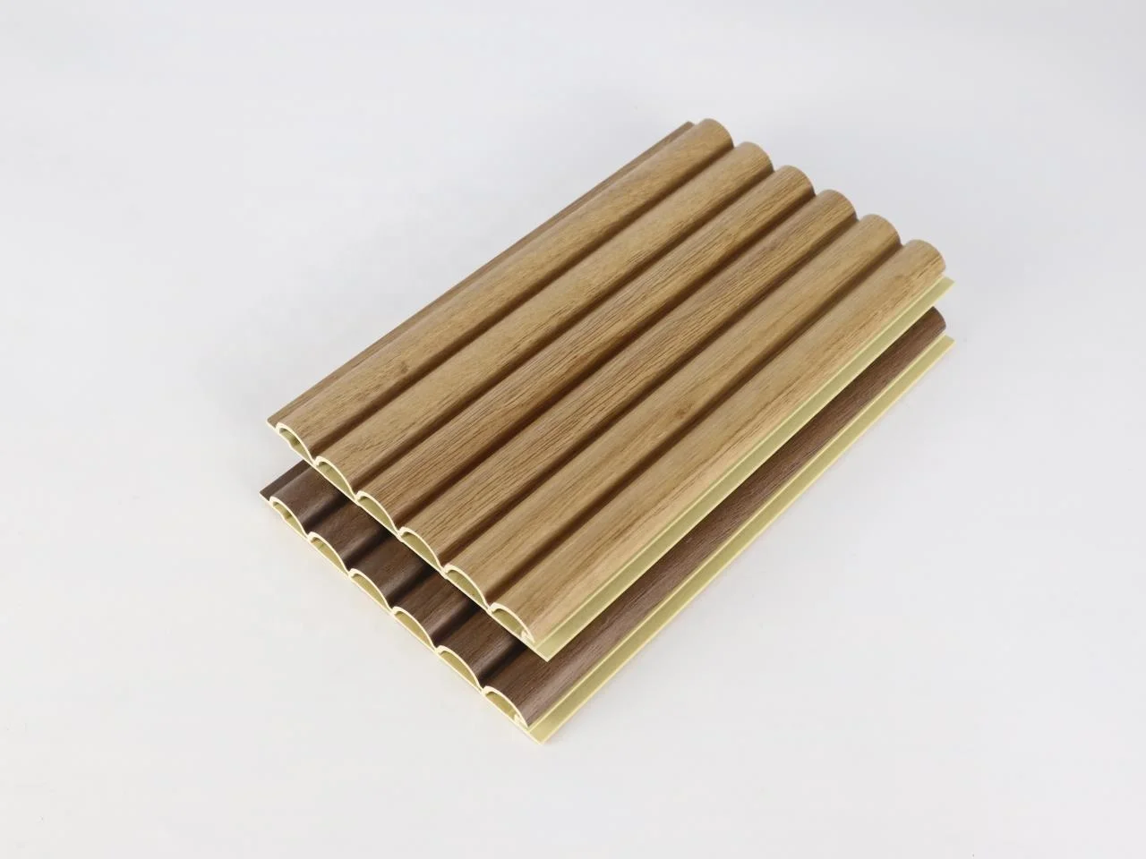 Round fluted PVC wall panel Wood Grain PVC WPC Wall Panels Designs For Decor Fluted Wall Panel Wood Plastic Composite Clad Slat