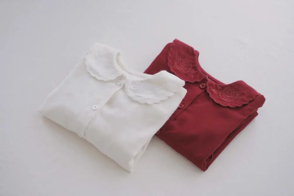 5461/рубашка для девочек, осенний наряд, новинка 2019, детская блузка в Корейском стиле с вышивкой, рубашка с лацканами для маленьких девочек