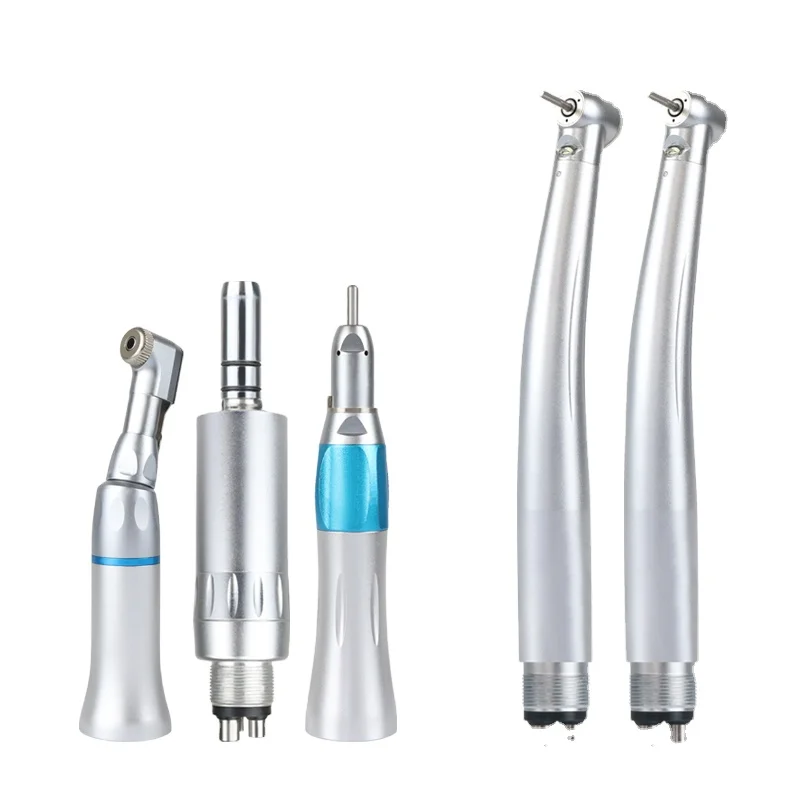 Dental Handpiece Kit Air Motor/Stright/Wrench Contra Angle with External Water Spray 2 High Speed Panamax Dental Handpiece Set