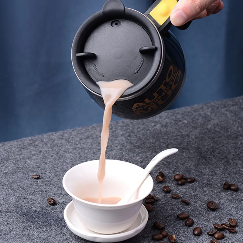 16 Oz Double Walled USB Auto Magnetic Electric Mixing Cup Stainless Steel Self Stirring Coffee Mug