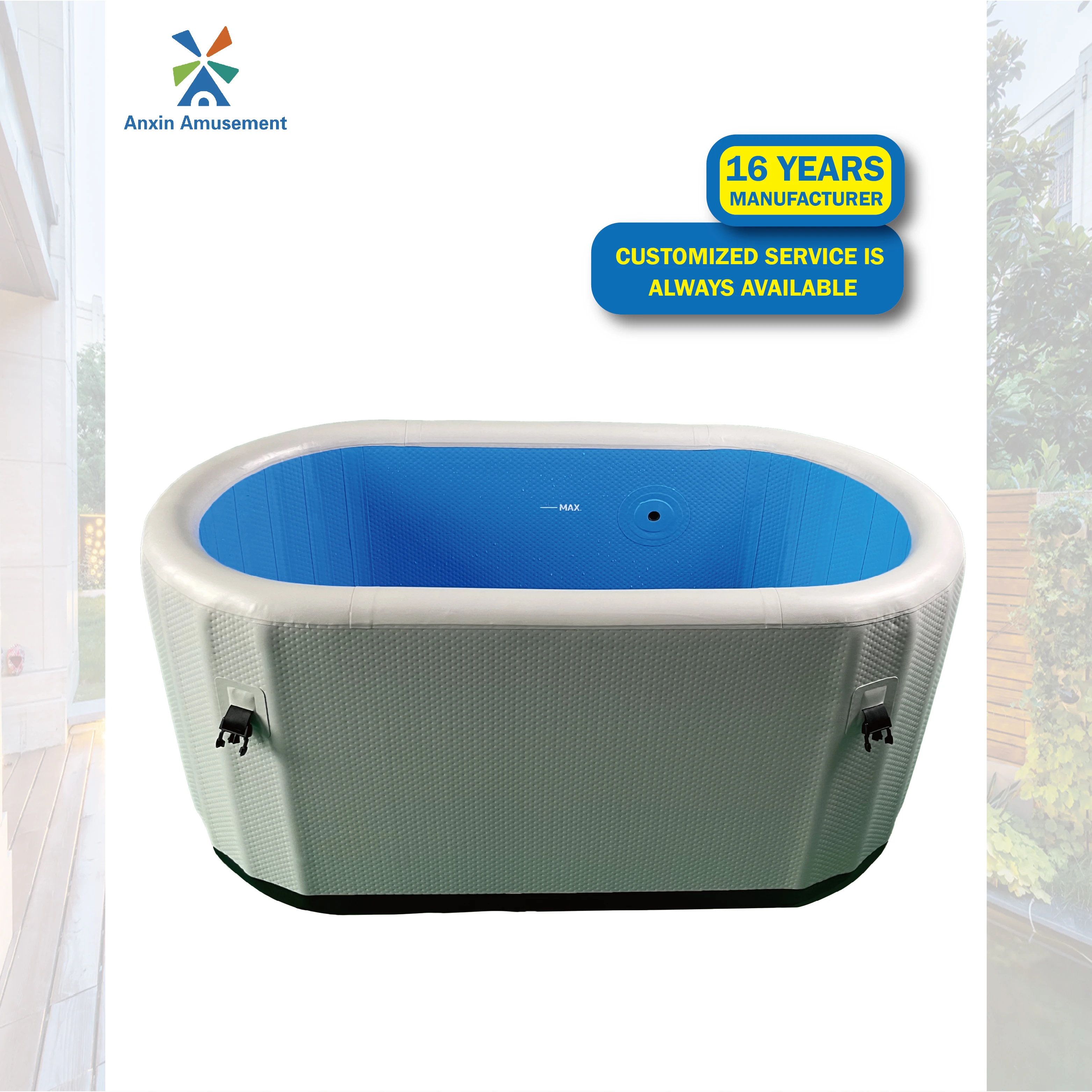 Customer brand OEM  Drop stitch foldable inflatable ice bath tub ice barrel bath for sport recovery inflatable cold plunge