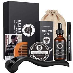 Beard Grooming Kit for Men All Natural Ingredient with Beard Roller Perfect Gifts for Dad & Husband Beard Growth Kit