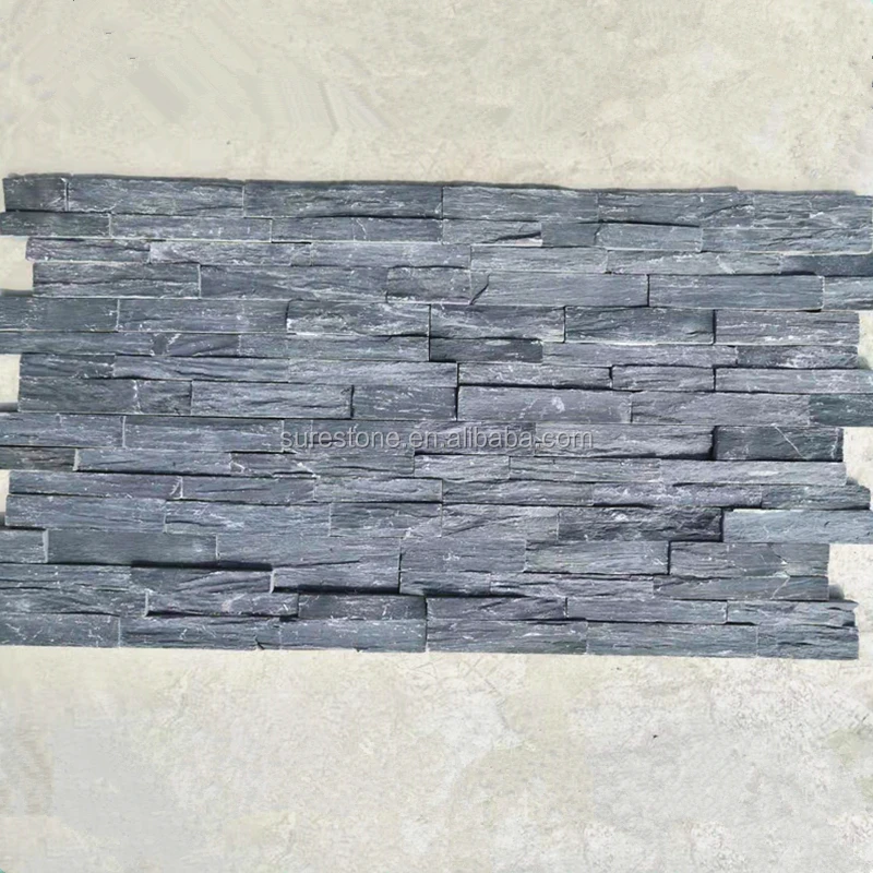 Split rough surface finishing natural black slate wall cladding stone veneer