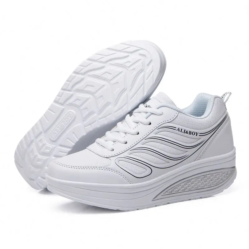 
Кроссовки женские на танкетке 5 см, мягкая обувь в форме тела, амортизирующая обувь для прыжков, увеличивающая рост 