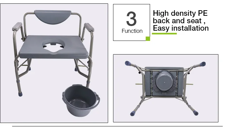 China New Patent Wholesale Suncare Extra -Wide Bariatric height adjustable Commode chair with bucker