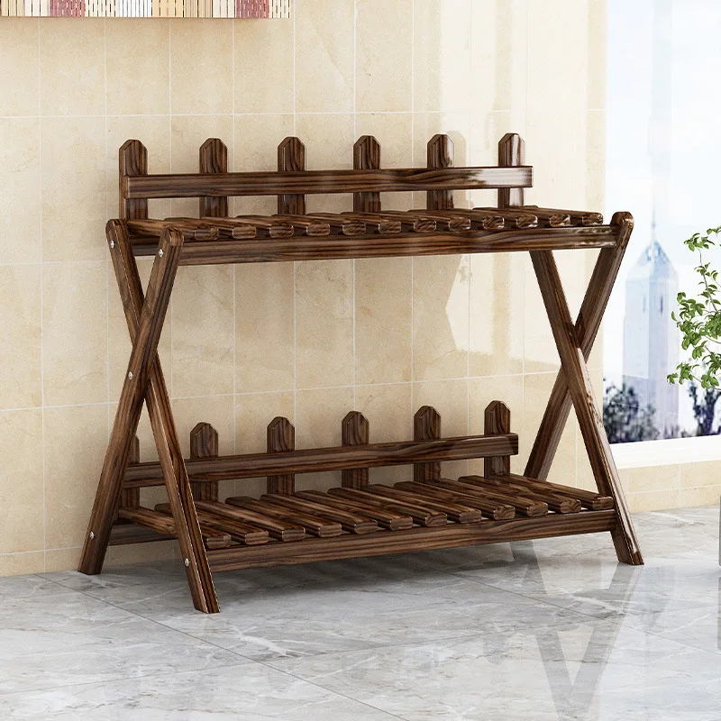 Flower Pot Stand Indoor Plant Stand Outdoor Multiple Plants 2 Tier Wood Corner Plant Shelf Rack Flower Pot Stand Holder