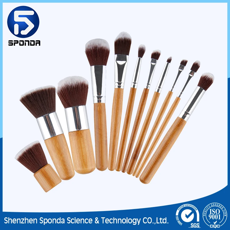 Wholesale Wooden Handle Synthetic Hair Facial Beauty Makeup Brush Set Professional Vegan Make Up Brush Set