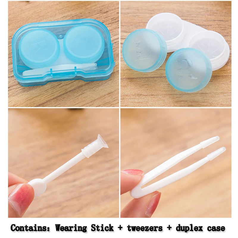 High Quality Simple portable candy contact lens case with Mirror Color Contact Lenses Case Accessories Plastic Material holder