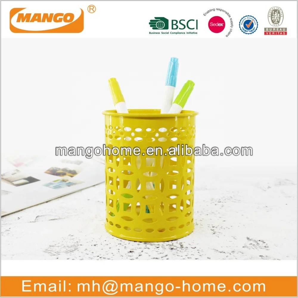 Black Matt Metal Hollow Pen Holder Pencil Cup Pen Cup Wholesale Stationery Single Stand Office Metal Pencil Cup