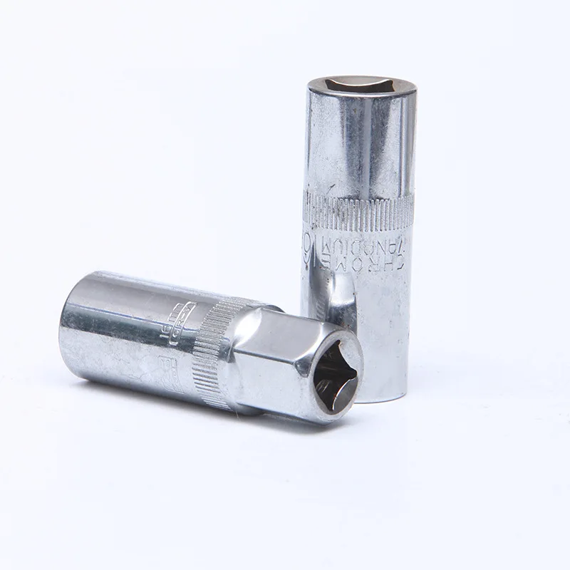 Factory supplied automotive repair and disassembly tool, extended hexagonal spark plug socket head kit