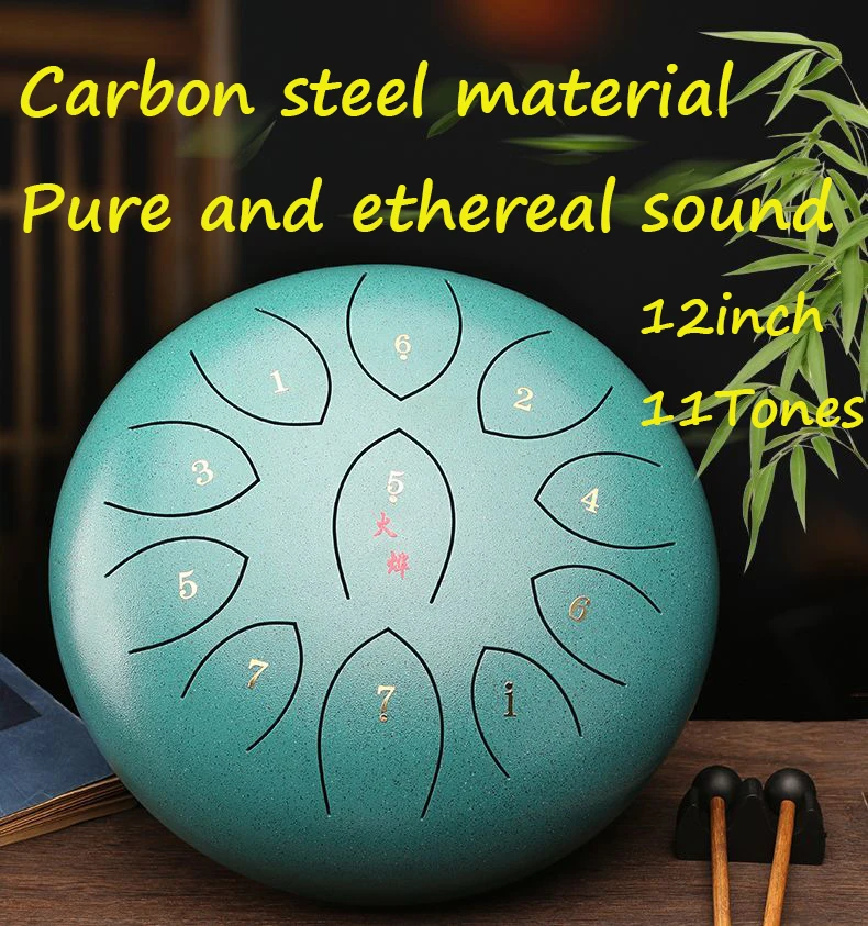 12 Inches 11 Tongue Drum Meditation Musical Instruments Percussion Handpan Hollow School Music Teaching