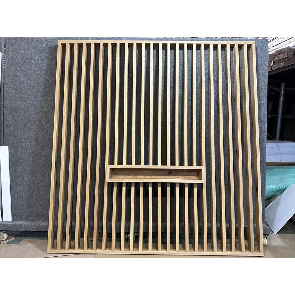 Manufacturer Solid Wood White Oak Slat Style TV Stand Wall Panels Interior Decorative Grilles Wooden Slat Panels Home Decor