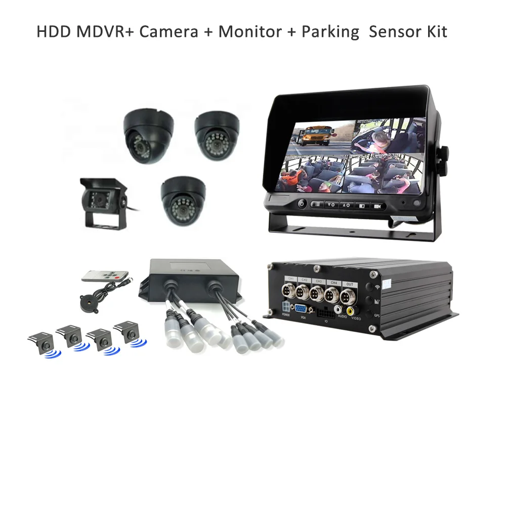 Reverse Alarm Truck Blind Area In Car 4Camera Backup 2 CH 7 Monitor For RV Camera