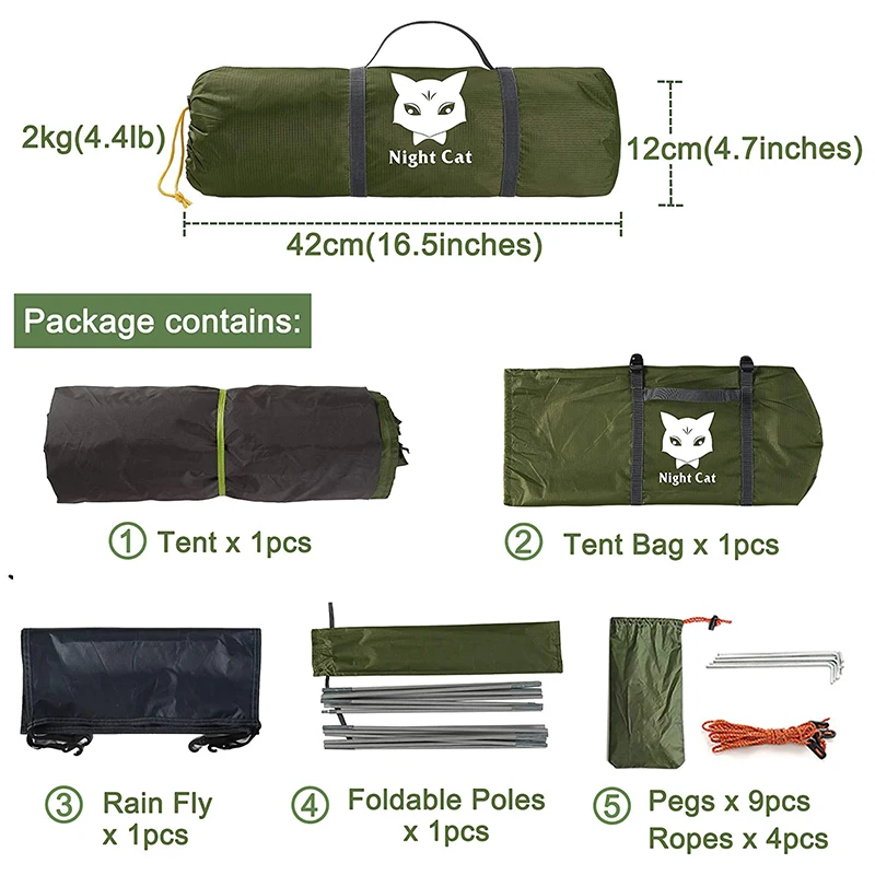 Custom Tent With Logo 2 People Backpacking Small Tent Hiking Camping 1 Person Waterproof One Man Tent
