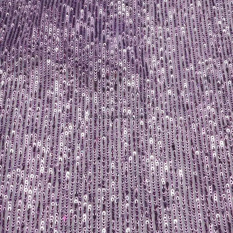 China Cheap Factory Price purple sequin striped fabric embroidered embroidery