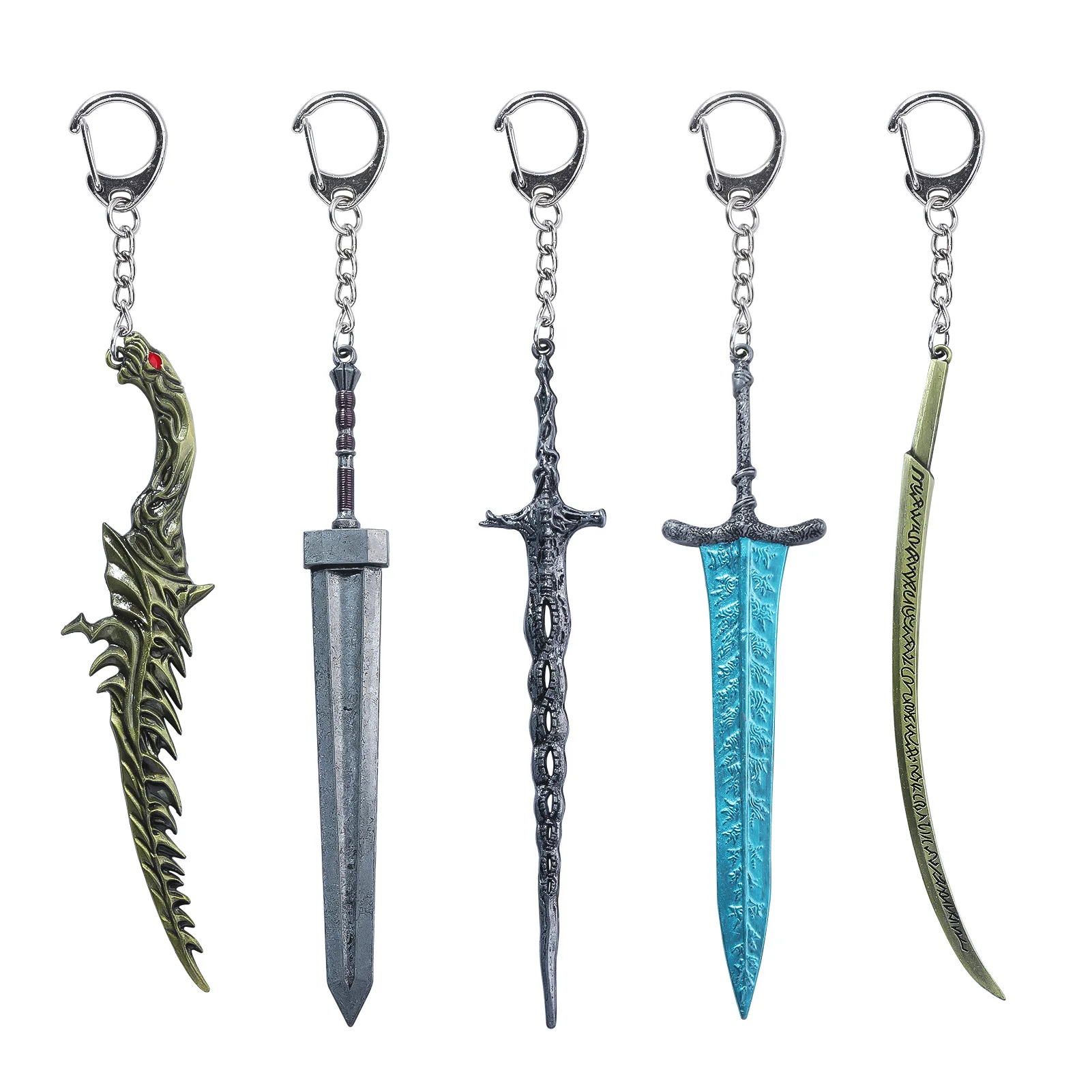 Wowei Game Peripheral Dark Moon Greatsword Keychain Katana Model Metal Weapon Pendant Key Chain for Man