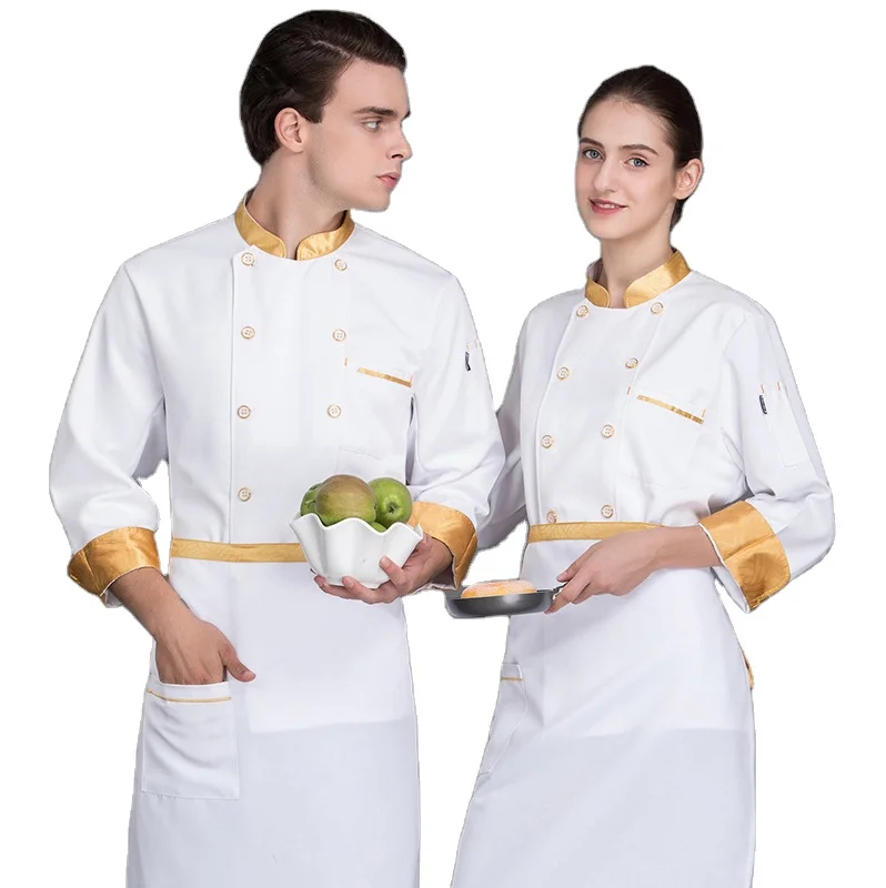 
Polyester Cotton Unisex Twill Chef Uniforms for Restaurant and Hotel 