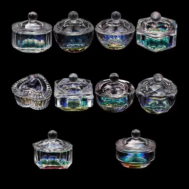 Nail Glassware Manicure Care Tools Colorful AB Color Crystal Cup Art Dappen Dish for Acrylic Liquid Powder