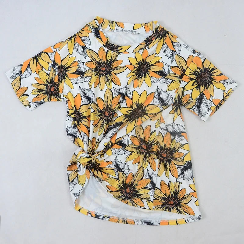 
boutique Girls t shirt Dress Spring summer rainbow printed fashion kids clothing 