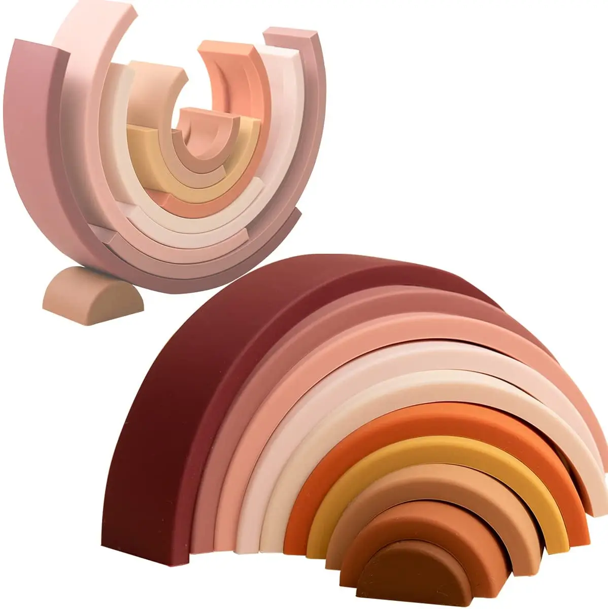 
High Quality Custom Rainbow Stacker Silicone Building Blocks Toy 