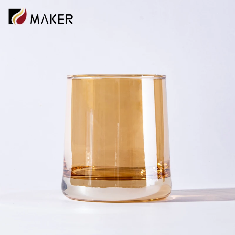 Iridescent Wholesale Holographic Glass Holder Empty Luxury Custom Candles Jars With Wooden Lids For Candle Making