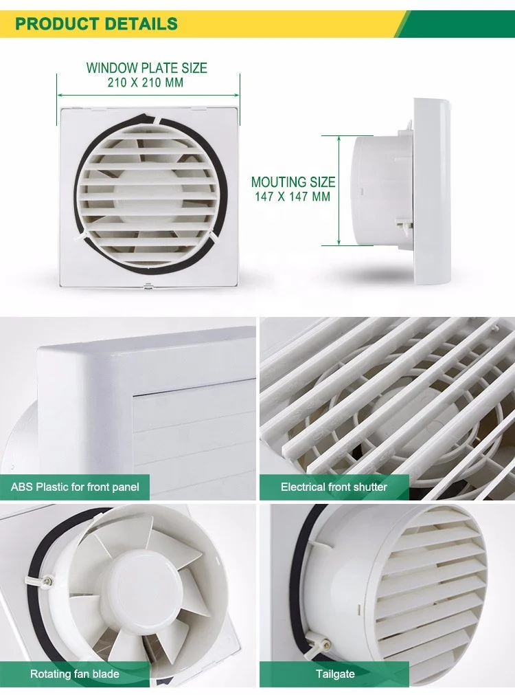 4 Inch Electric Shutter Window Mount Bathroom Exhaust Fan