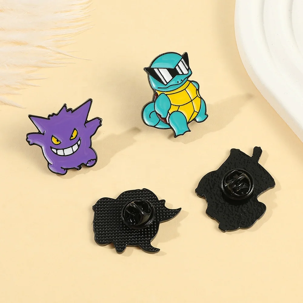 Pocket Monster Ins Style Johnny Turtle Magical Baby Fat Ding Brooch Metal Badge Bag Accessories