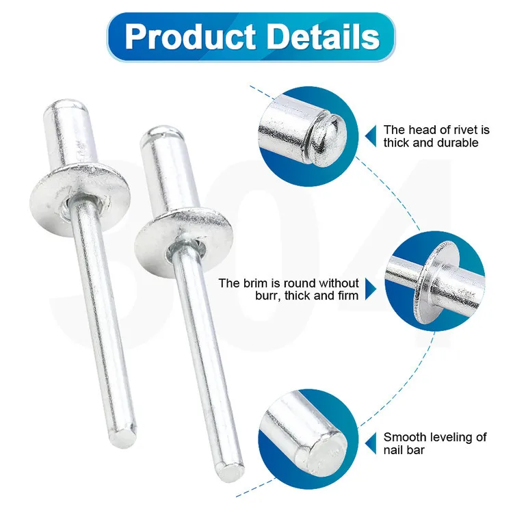 Factory Price Open Countersunk Flat Round Head Blind Pop Rivets Nut Aluminium Rivets