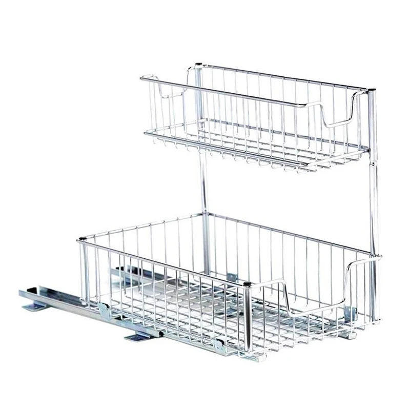 Kitchen Cabinet Undersink Sliding Pantry Drawer Basket Storage Organizer Shelf