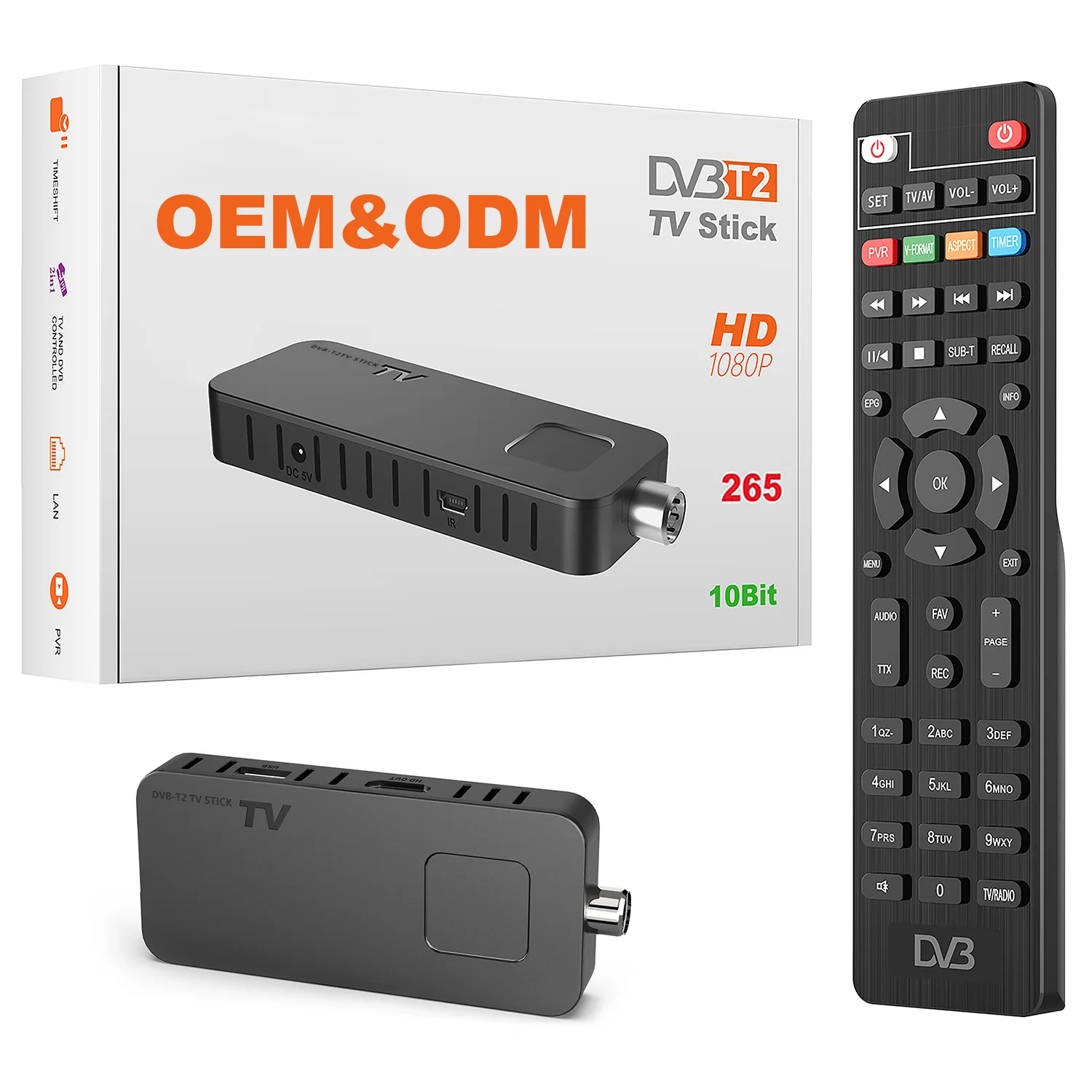 Full HD DVB-T2 H265 decoder tv stick USB Dongle with WIFI Function dvb t2 1080P Receiver support MPEG4 10BIT set top box.