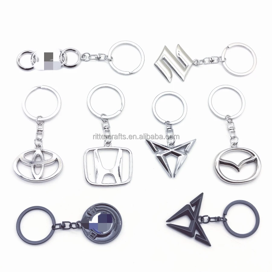 Custom Hollow Out Style Car Logo Zinc Alloy Metal Keyring Wholesale Car Brand Soft Enamel Business Blank Metal Key Tag Keychain