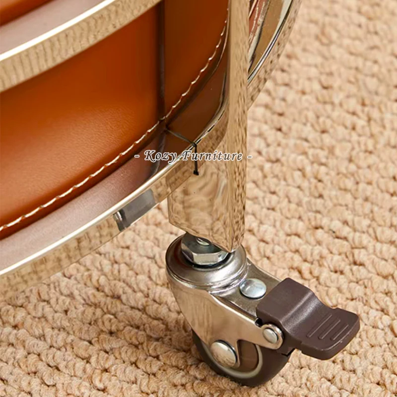 Light Luxury Stainless Steel Frame Leather PU Top Small Size Coffee Table