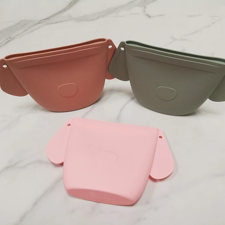 Wholesale Reusable Toddler Kids Silicon Snack Food Storage Bag with silicone baby holder clip