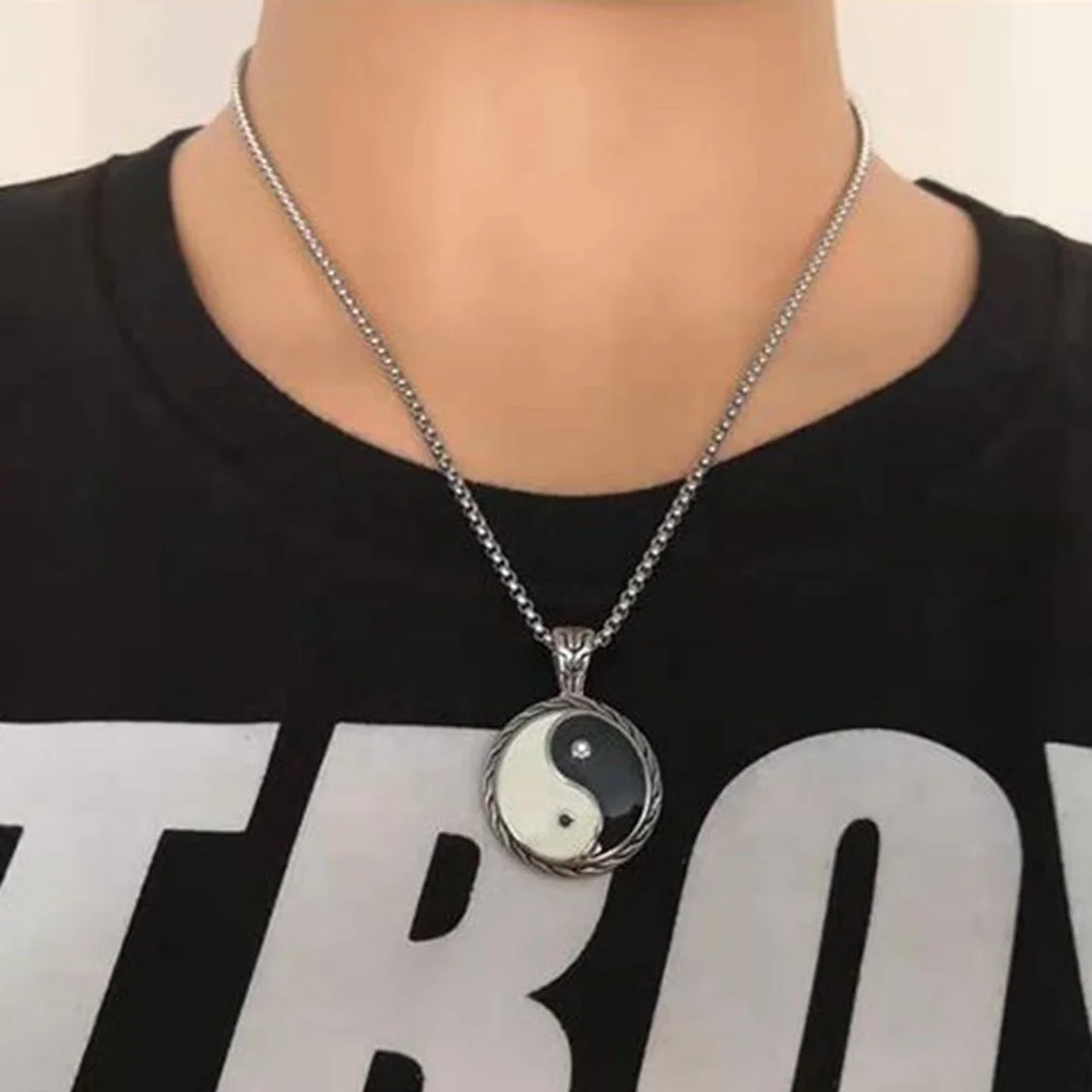 Mister Jewelry 18K Color Oxydic Stainless Steel Best Friends Yin Yang Pendant Necklace