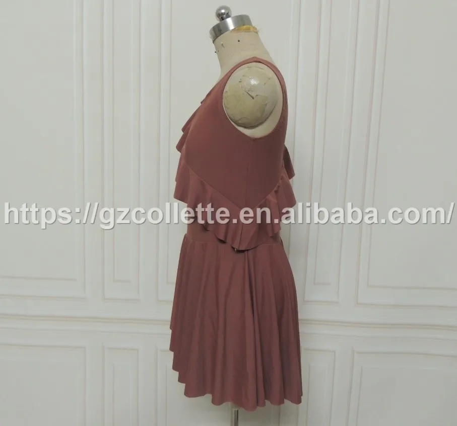 Girls performance wear children stage sleeveless mini leotard ballet dress kids ruffles modern ballet dance costumes short dress