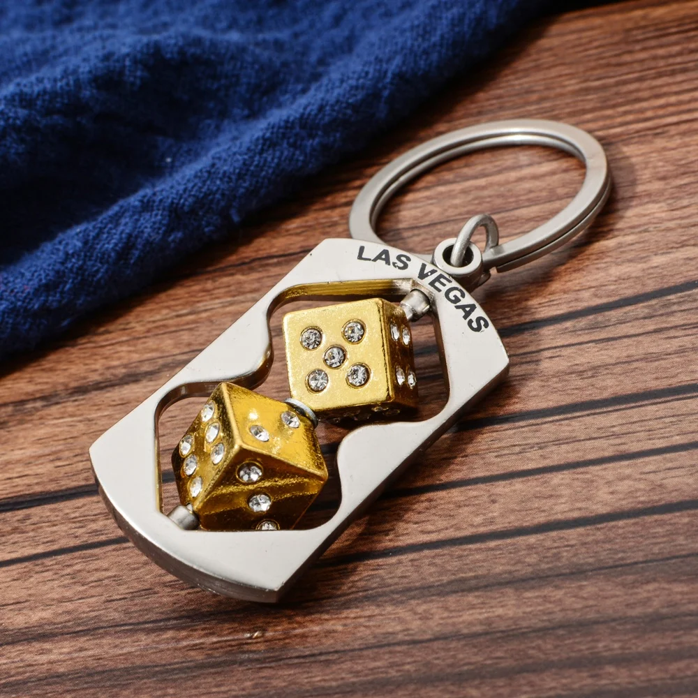 Ins Hot sale  custom zinc alloy silver las vegas keychain for gift and souvenir