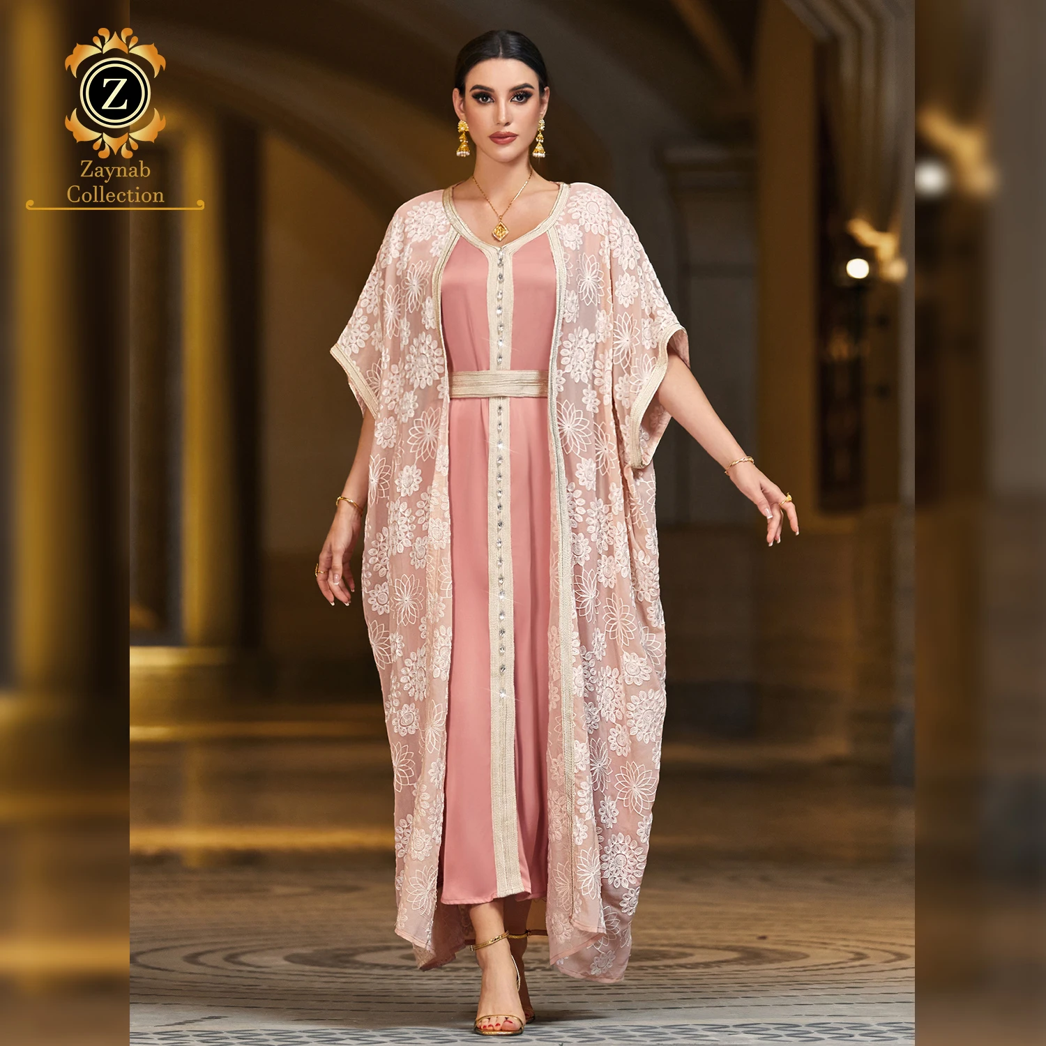 Zaynab Eid Jalabiya Women Dubai Dress Abaya Islamic Clothing Ladies Women  Dress Custom Manufacturer Fashion Jalabiya