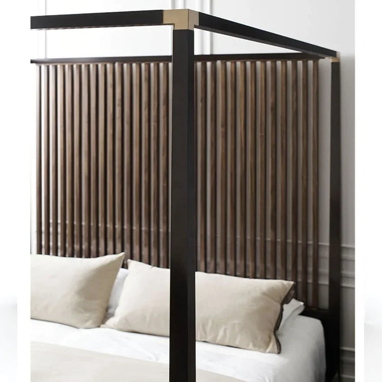 Factory Supply bedroom furniture solid wood frame canopy four poster bed queen king size