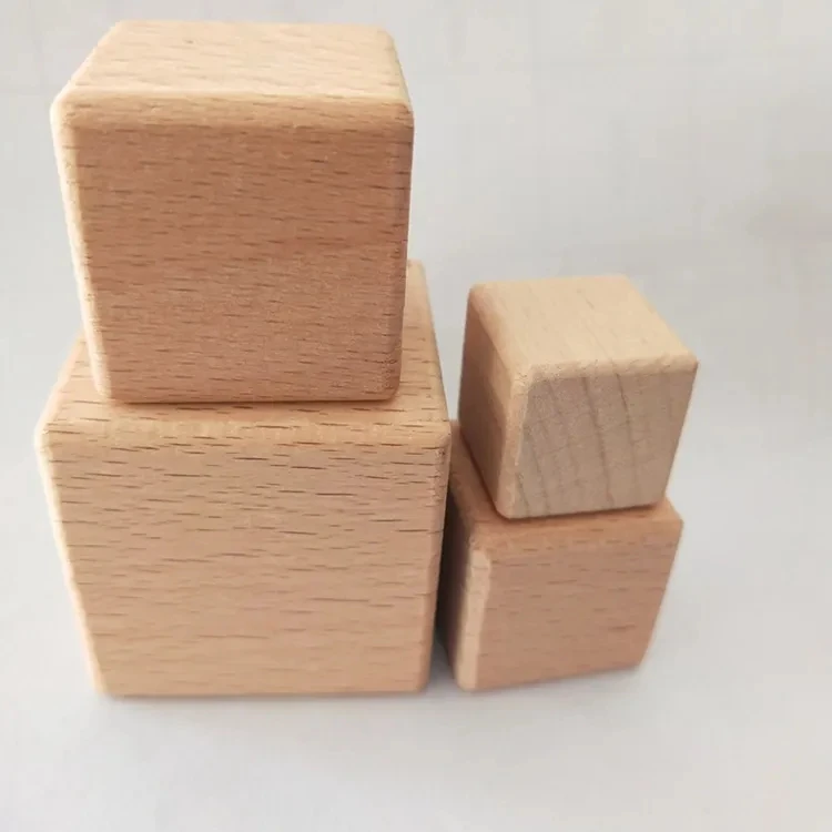 unfinished blank blocks arts and crafts custom logo blocks nature color wooden cube