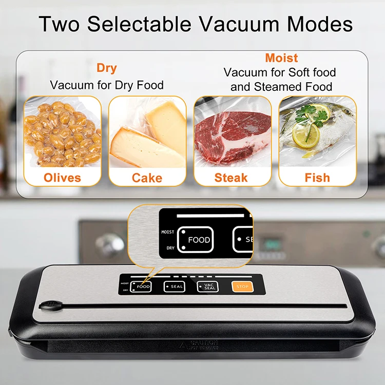 
Household Portable Black Stainless Steel Vacuum Packing Sous Vide Food Storage Vacuum Sealer 