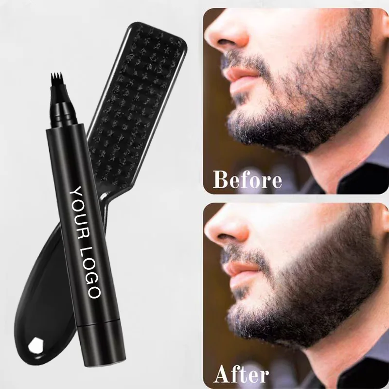 Waterproof Man Beard Filler Pencil Kit Cuidados Com A Barba Beard Filling Pen Private Label Beard Care Makeup Set