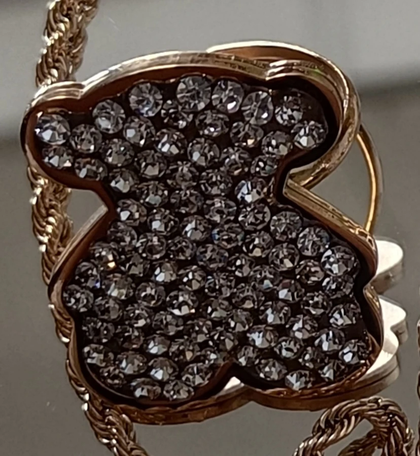 18 K золотое покрытие алмаза с рисунком Мишки и сердца комплект ювелирных изделий из нержавеющей стали для женщин палец цепи