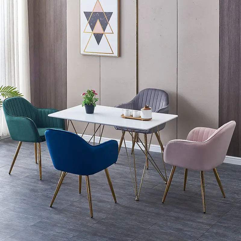 Заводская поставка, роскошный элегантный дизайн, золотые металлические ножки, стулья, бархатное обеденное кресло с мягкой обивкой