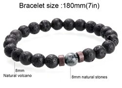 Men Bracelet Natural Moonstone Bead Tibetan Buddha Lava Stone Diffuser Bracelets Jewelry