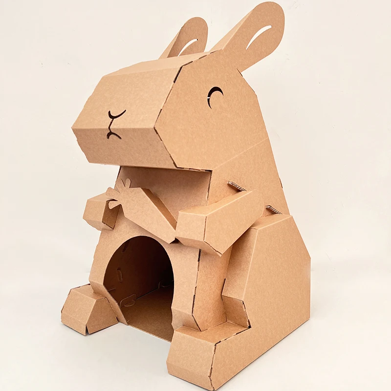 cardboard cat house eco friendly unique cat scratcher board carton box for indoor bed DIY Assembling Custom Pet House diy